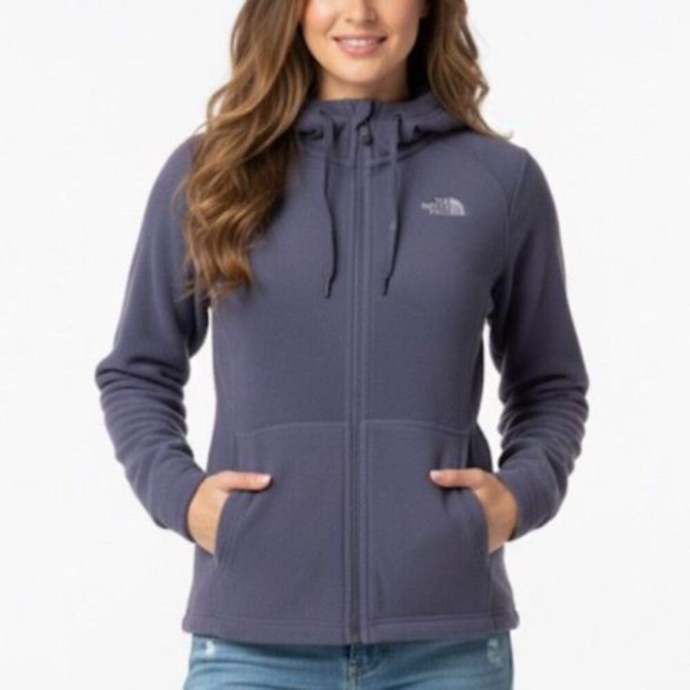The North Face Women's Purple Full Zipper Long Sleeve Hooded Fleece Jacket Sz M